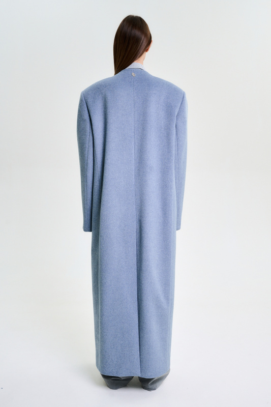 Пальто без лацканов LIGHT BLUE